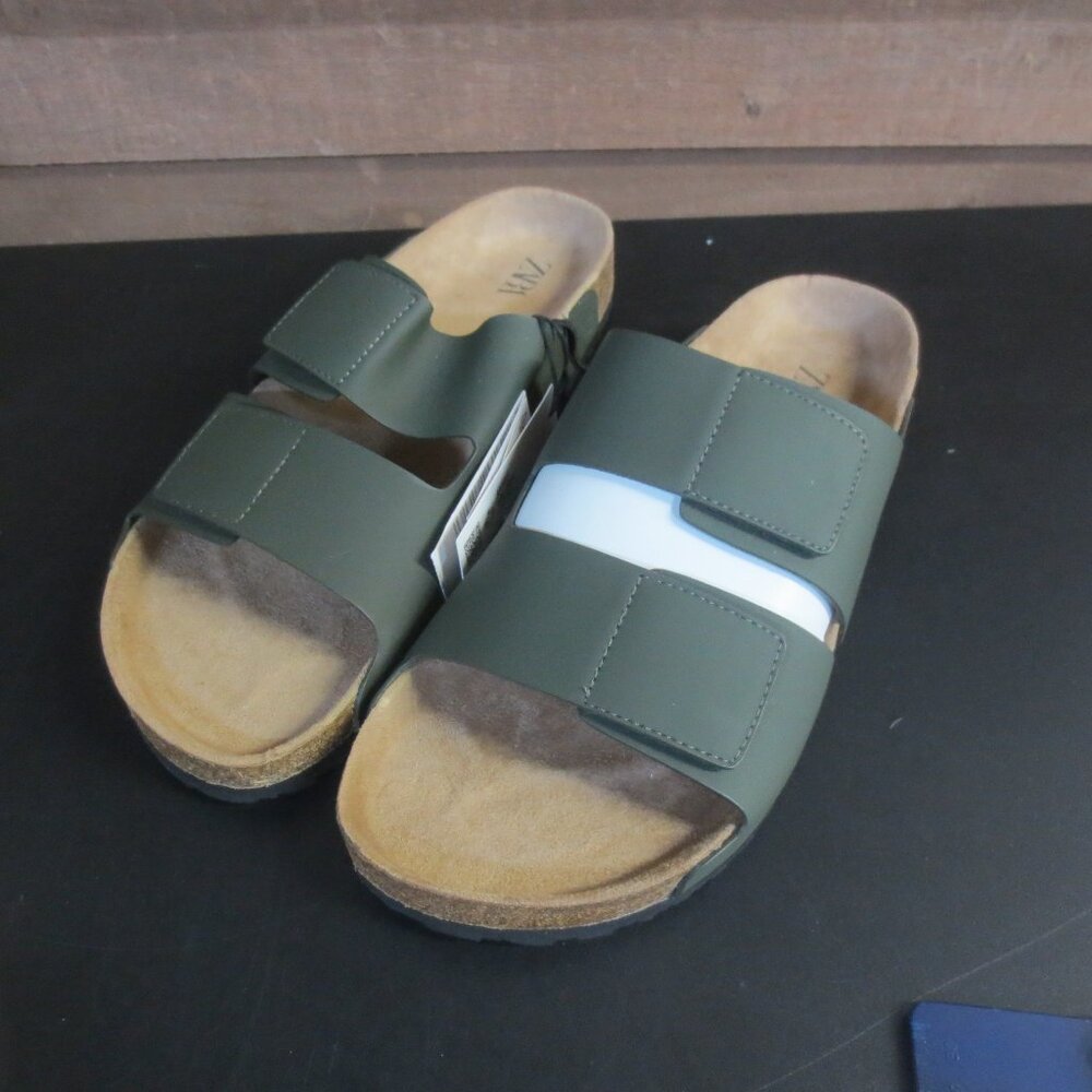 ZARA WOMEN'S OLIVE GREEN SLIDES